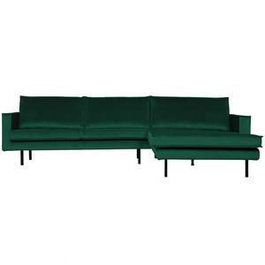 Rodeo chaise longue rechts velvet bosgroen, vooraanzicht