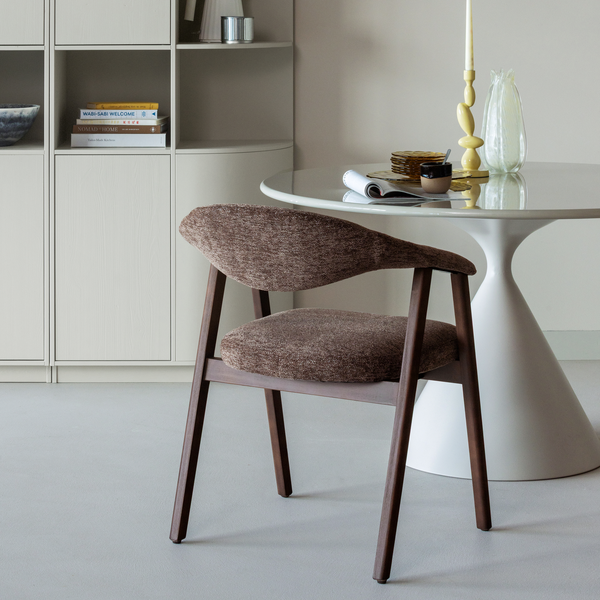 Set of 2 - Avar dining chair with arm wood brown, room setting