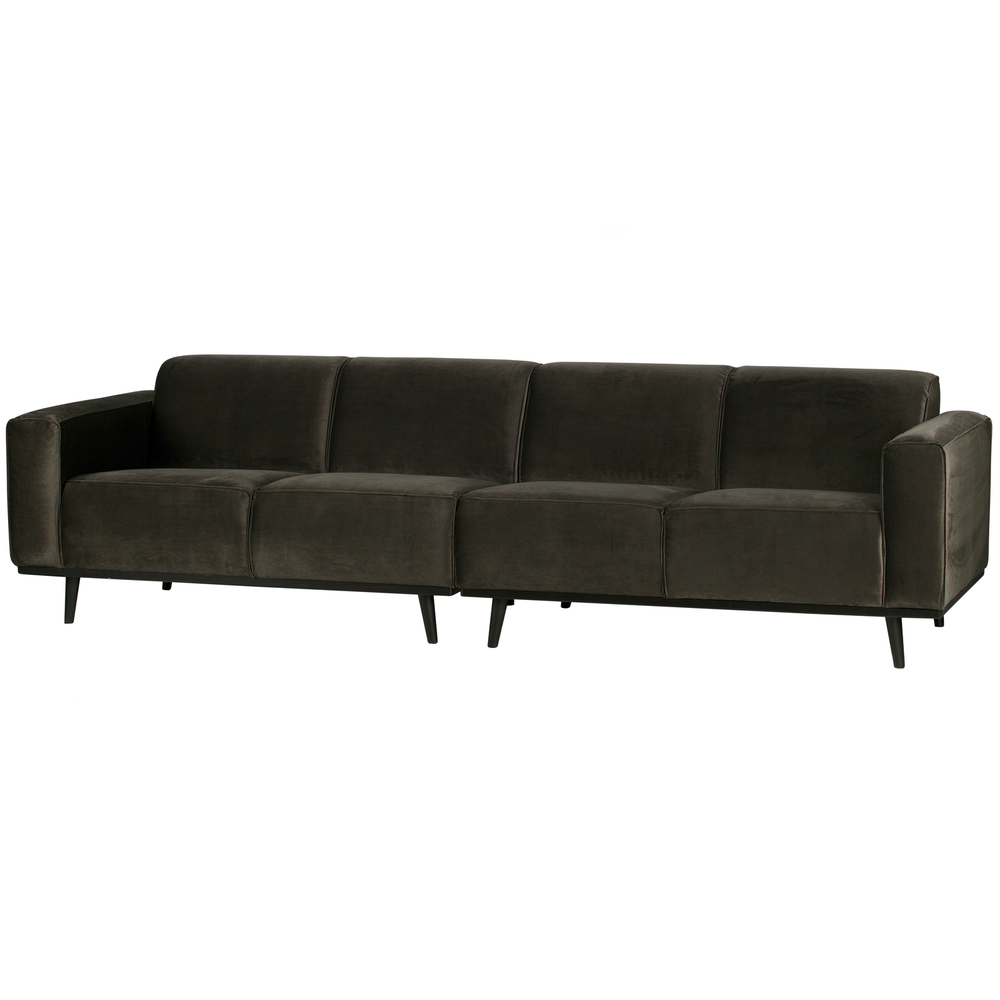 Statement 4-zits bank 280 cm velvet warm groen, vooraanzicht