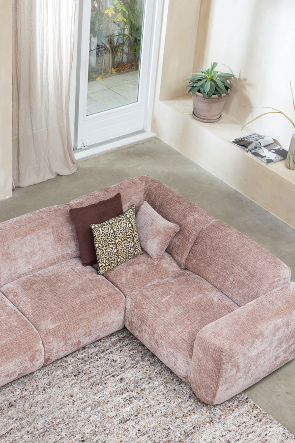 Cloud corner sofa, right-hand side, woven chenille, taupe/pink, room setting