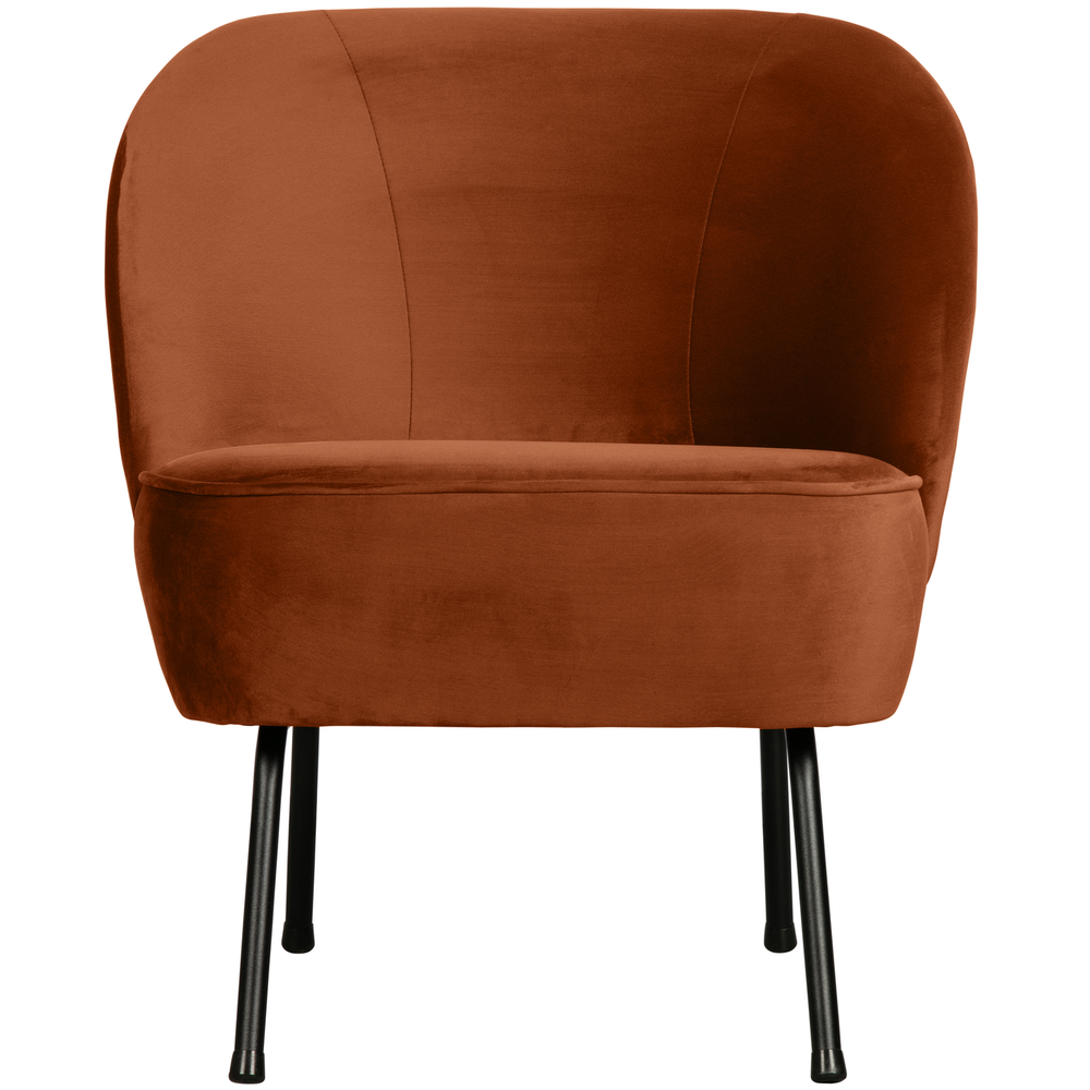 Vogue armchair velvet rust, front view