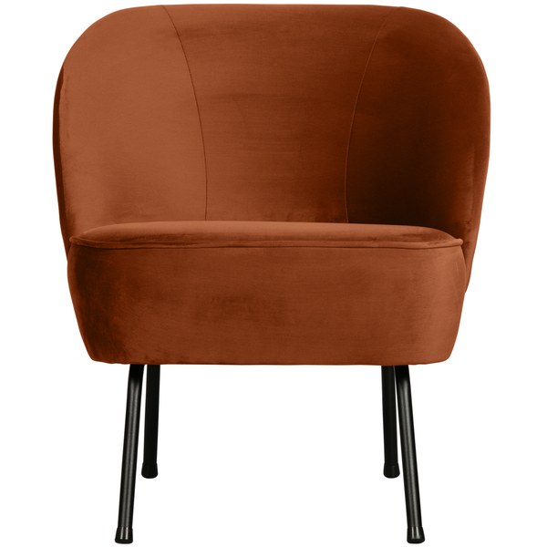 Vogue fauteuil velours la rouille, vue de face