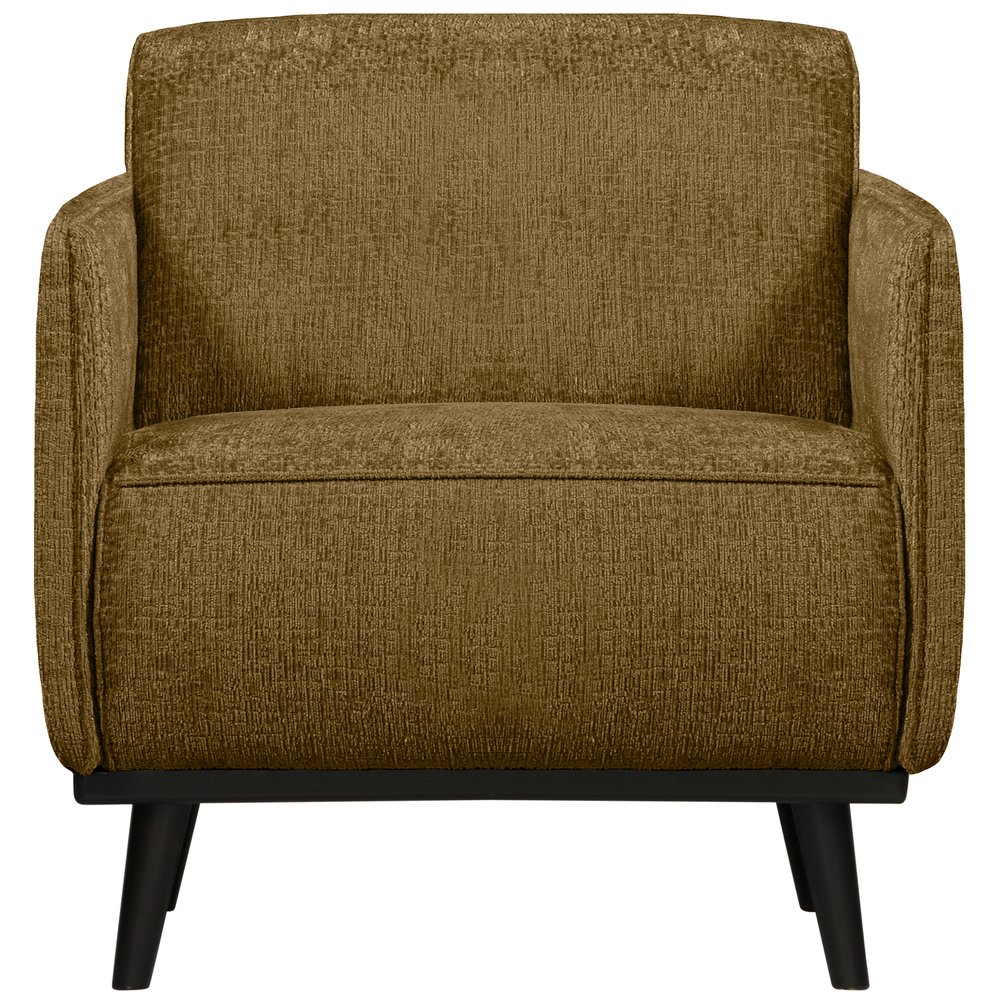 Statement fauteuil met arm structure velvet brass, vooraanzicht