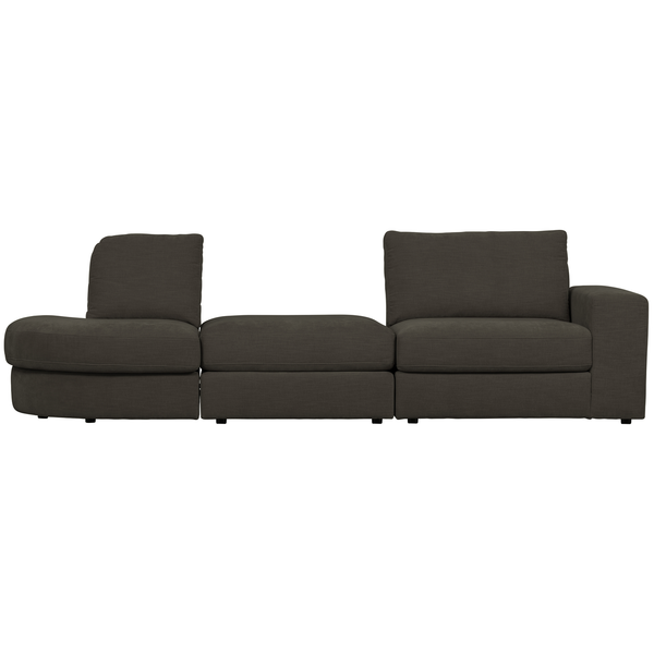 Family 1-place element angle rond gauche tissu anthracite, vue de face