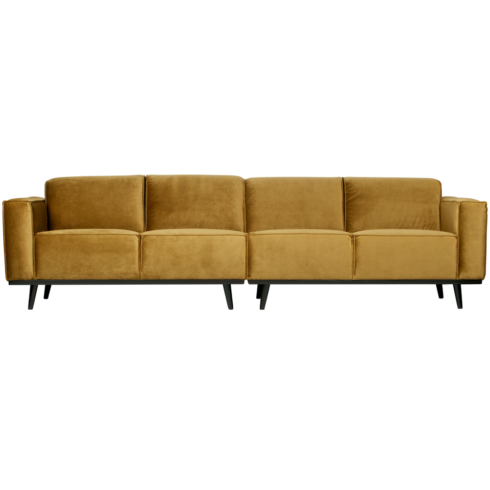 Statement 4-zits bank 280 cm velvet honinggeel, vooraanzicht