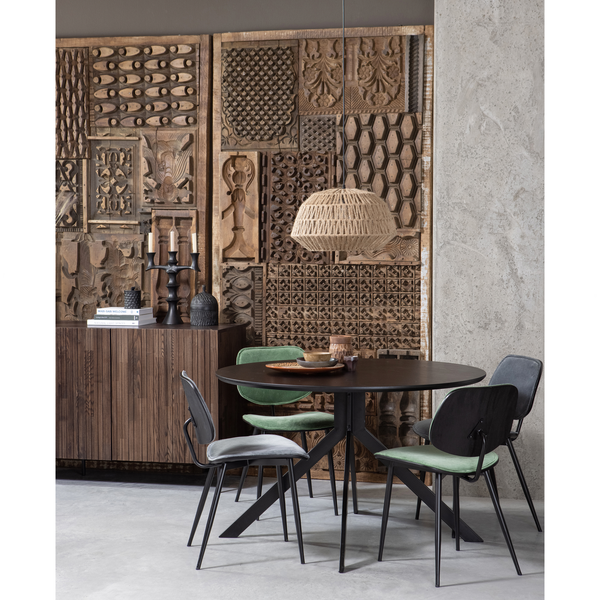 Bruno table à manger mdf noir ø120 cm, photo d'ambiance