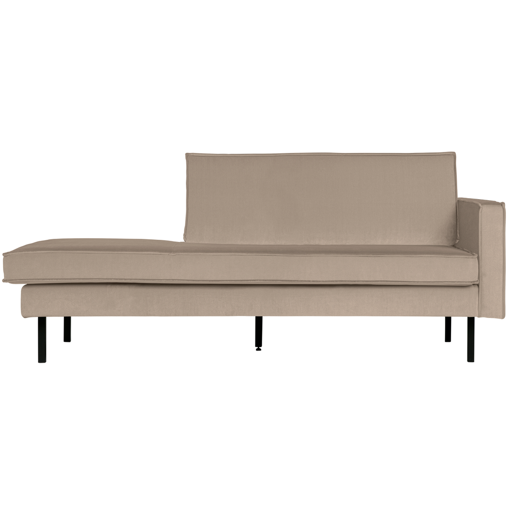 Rodeo daybed rechts velvet khaki, vooraanzicht