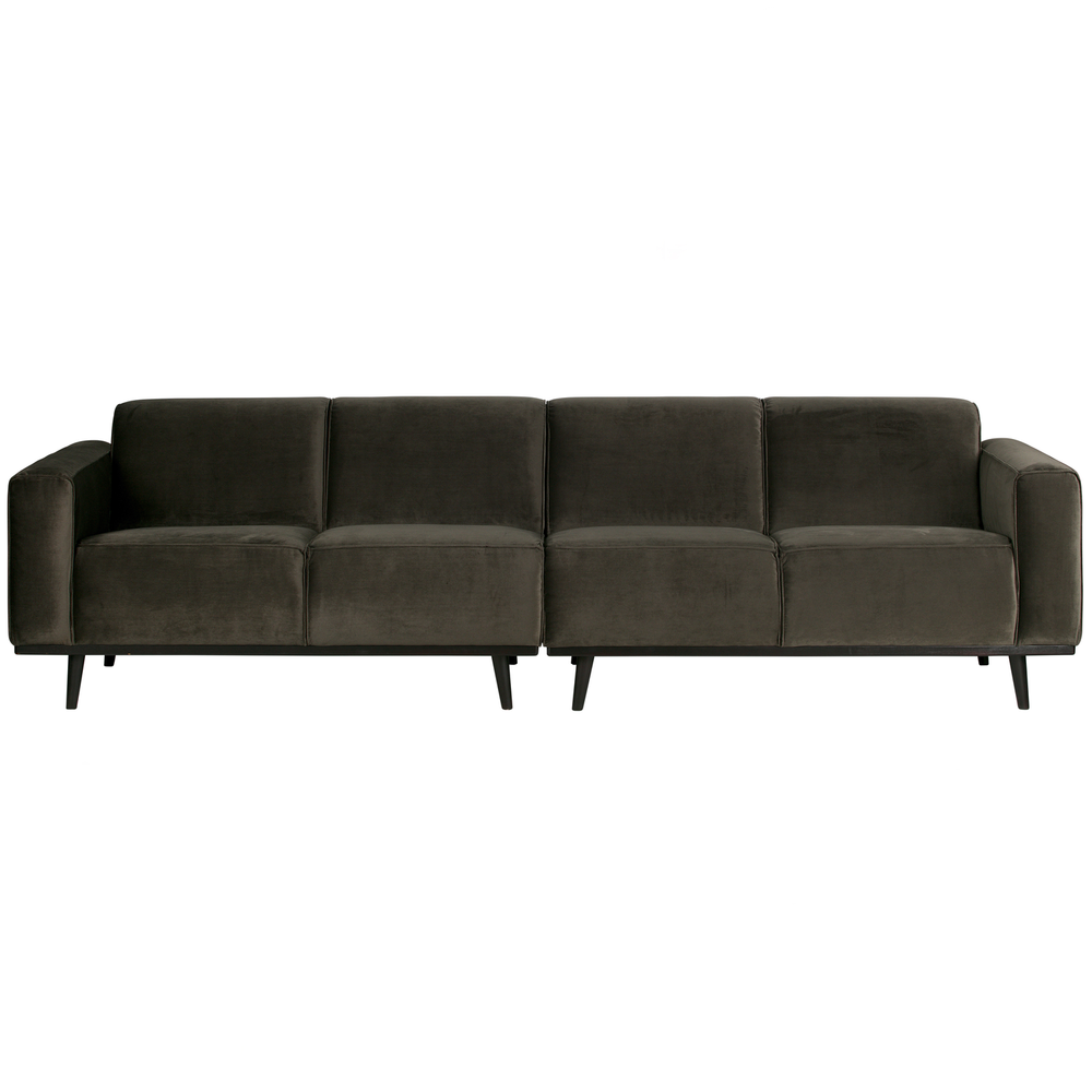 Statement 4-zits bank 280 cm velvet warm groen, vooraanzicht
