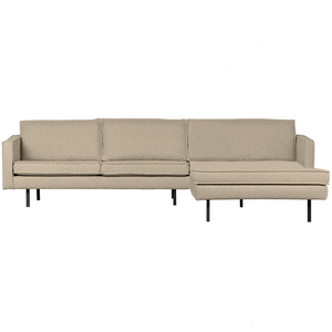 Rodeo chaise longue rechts bouclé beige, vooraanzicht