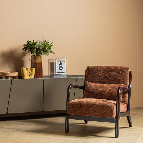 Mark armchair chenille brown, room setting