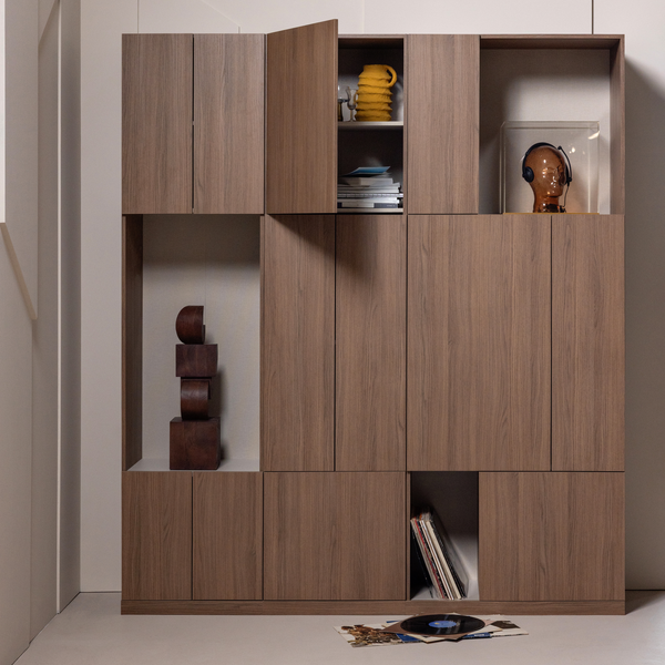 Build storage cabinet 80 cm oak veneer brown, room setting