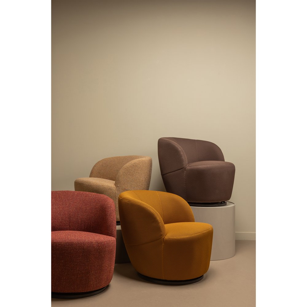 Serra swivel chair woven fabric curry melange, room setting