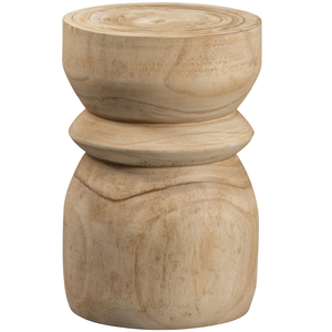 Bikkel stool wood natural 40xø28 cm, front view