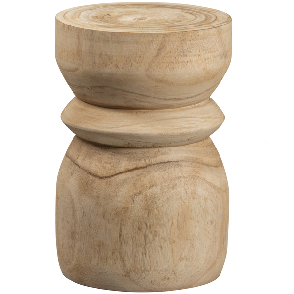Bikkel stool wood natural 40xø28 cm, front view