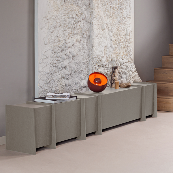 Brock tv unit 102 cm ash veneer warm grey, room setting