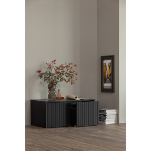 New Gravure kistbank grenen zwart, sfeerfoto