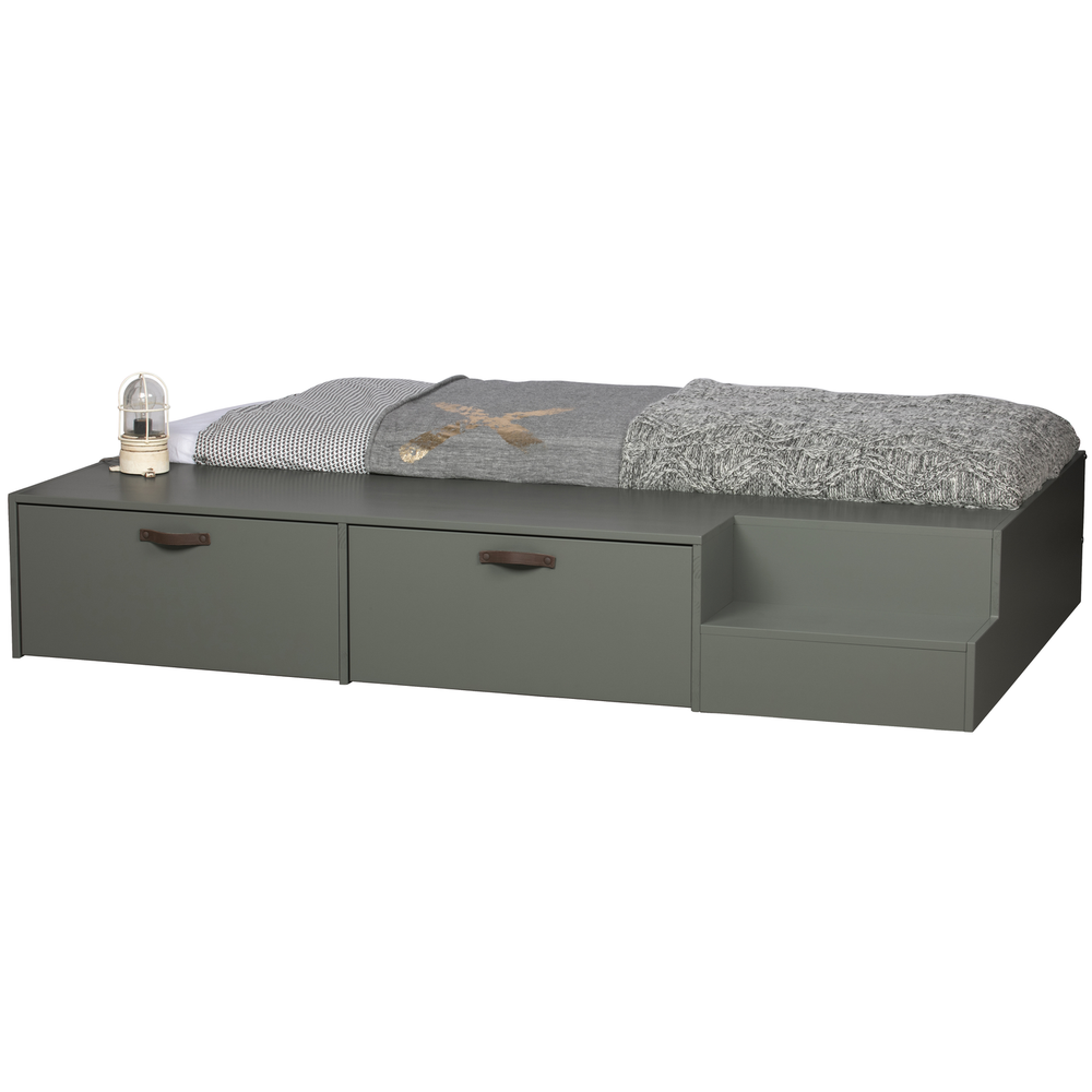 Stage bed + lades grenen soap 80x200 cm excl. lattenbodem, schuin vooraanzicht
