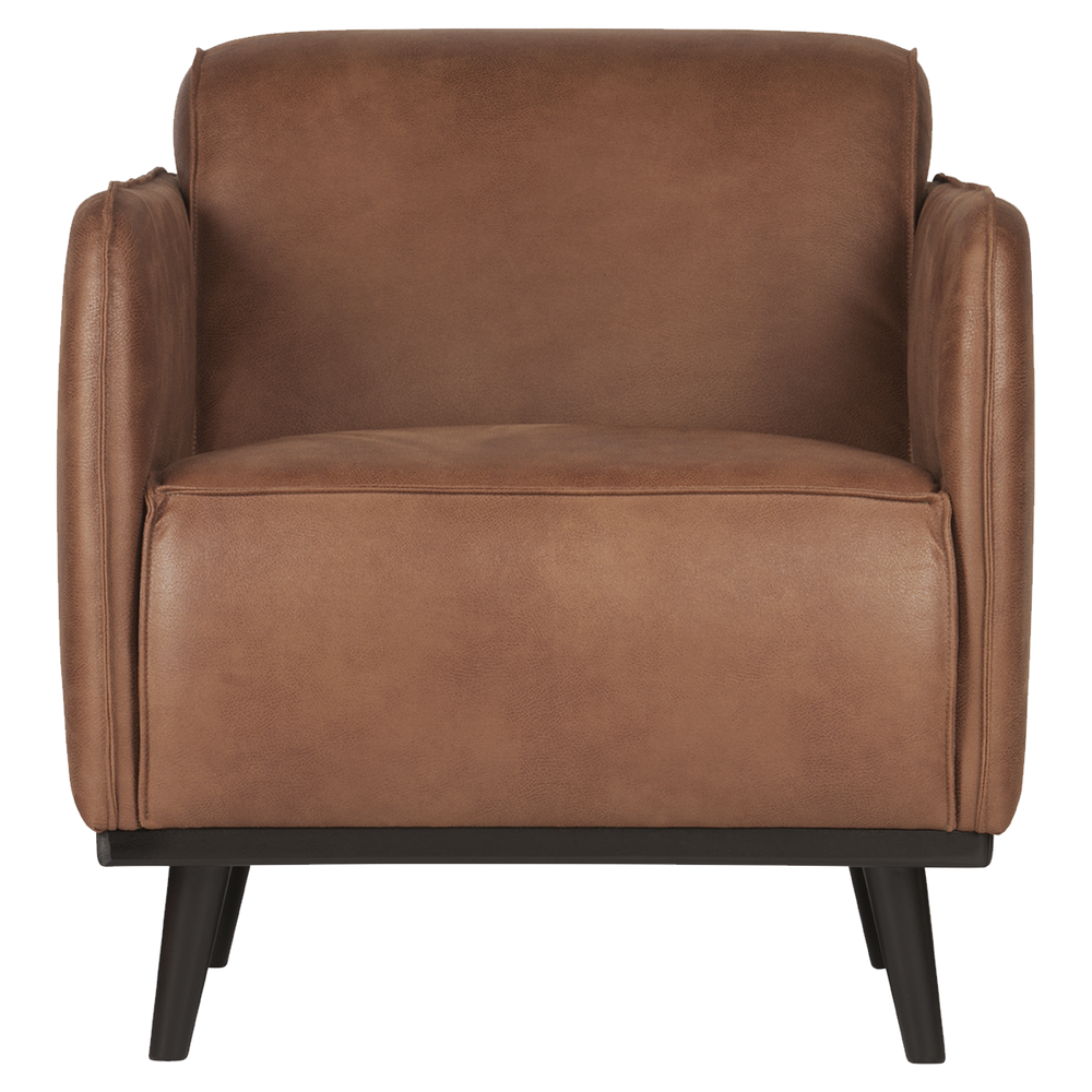 Statement fauteuil met arm ecoleer cognac, vooraanzicht