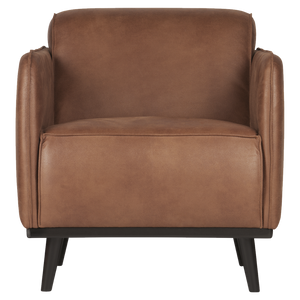 Statement arm chair eco cuir cognac, vue de face