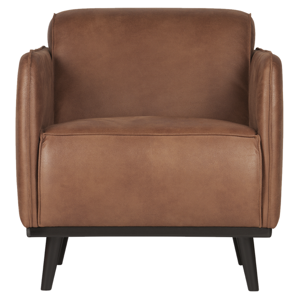Statement arm chair eco cuir cognac, vue de face