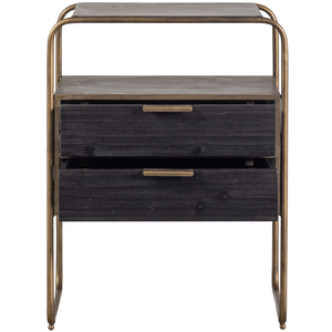 Polite nightstand metal/wood antique brass, left side