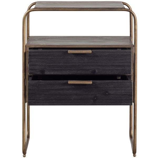 Polite nightstand metal/wood antique brass, left side