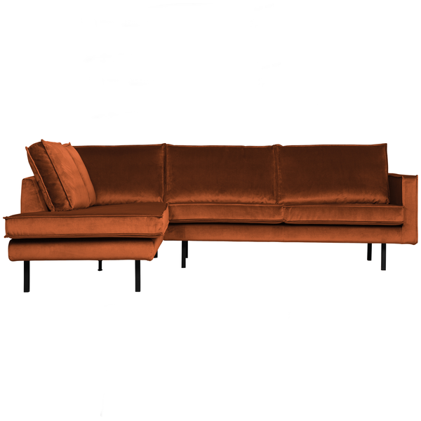 Rodeo corner sofa left velvet rust, front view