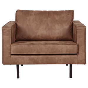 Rodeo fauteuil ecoleer cognac, vooraanzicht