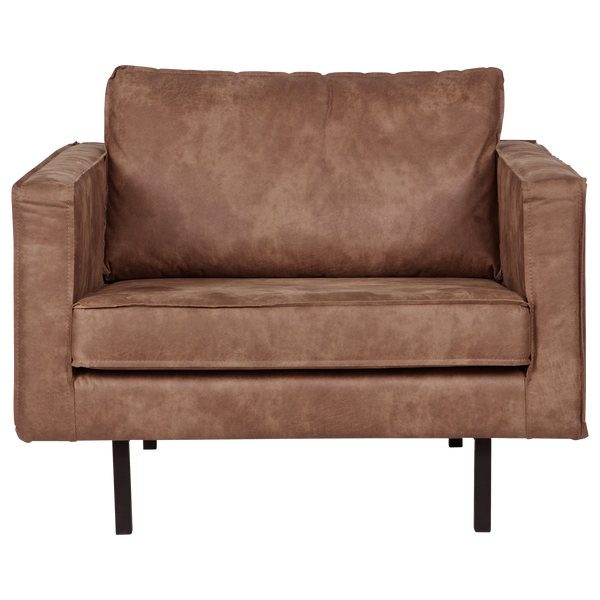 Rodeo fauteuil ecoleer cognac, vooraanzicht