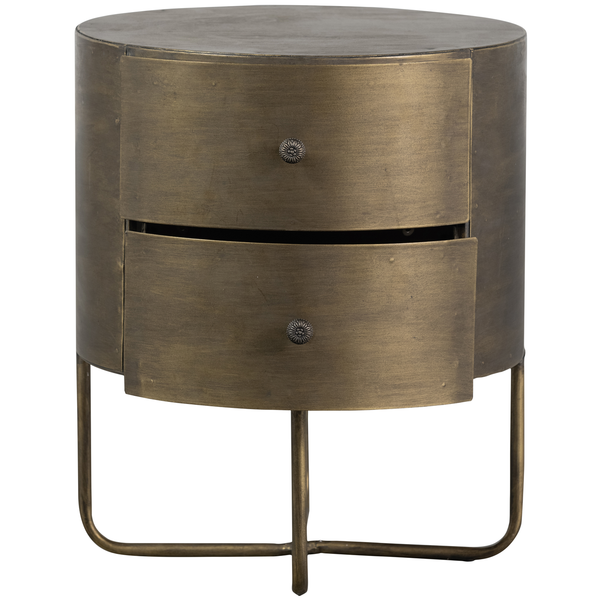 Glossy round small cabinet metal antique brass, right side