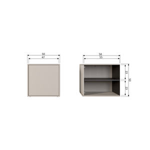 Daily Closet Single 50x50 cm grenen dakargrau, maattekening