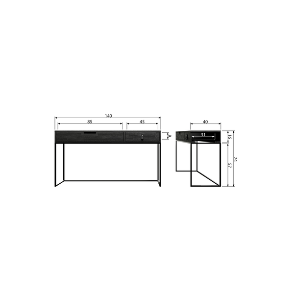 Silas sidetable essen blacknight, maattekening