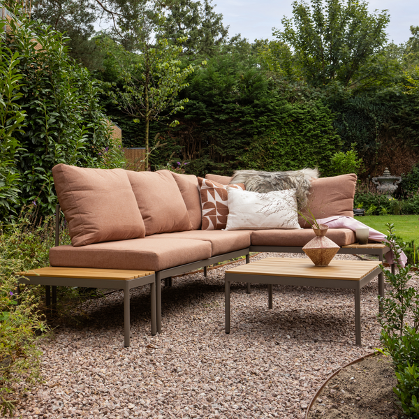 Zaro tuin modulaire loungeset metaal/polywood roze, sfeerfoto