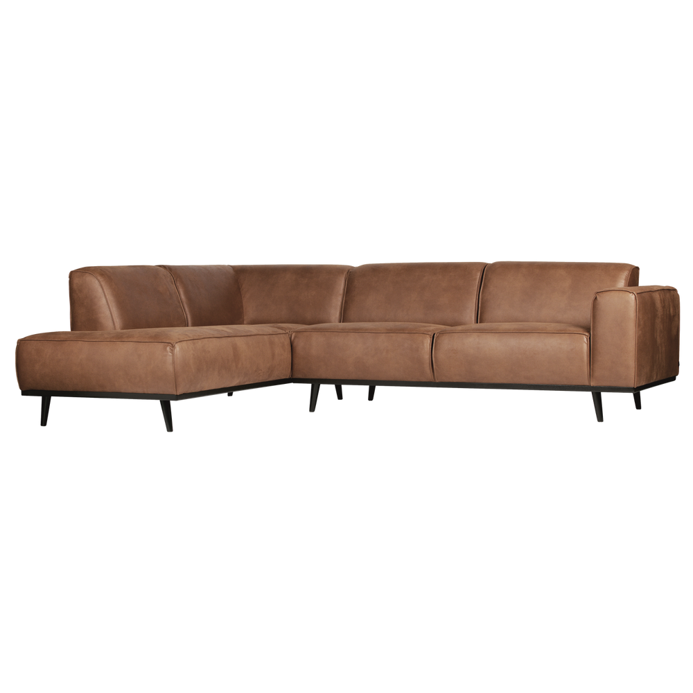 Statement corner sofa left ecoleather cognac, front view