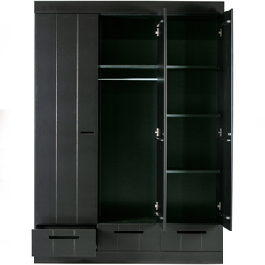 Connect armoire 3 portes + tiroirs noir, côté gauche