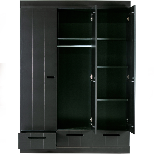 Connect armoire 3 portes + tiroirs noir, côté gauche
