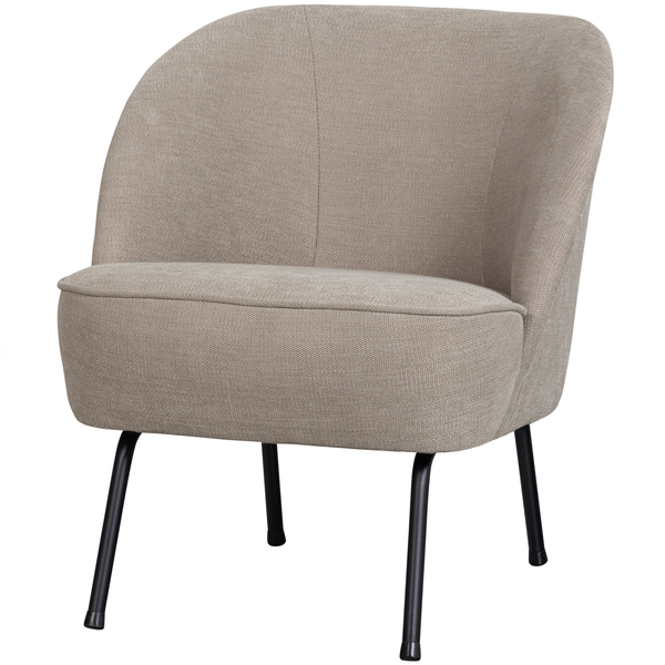 Vogue armchair woven fabric sand, angled front view