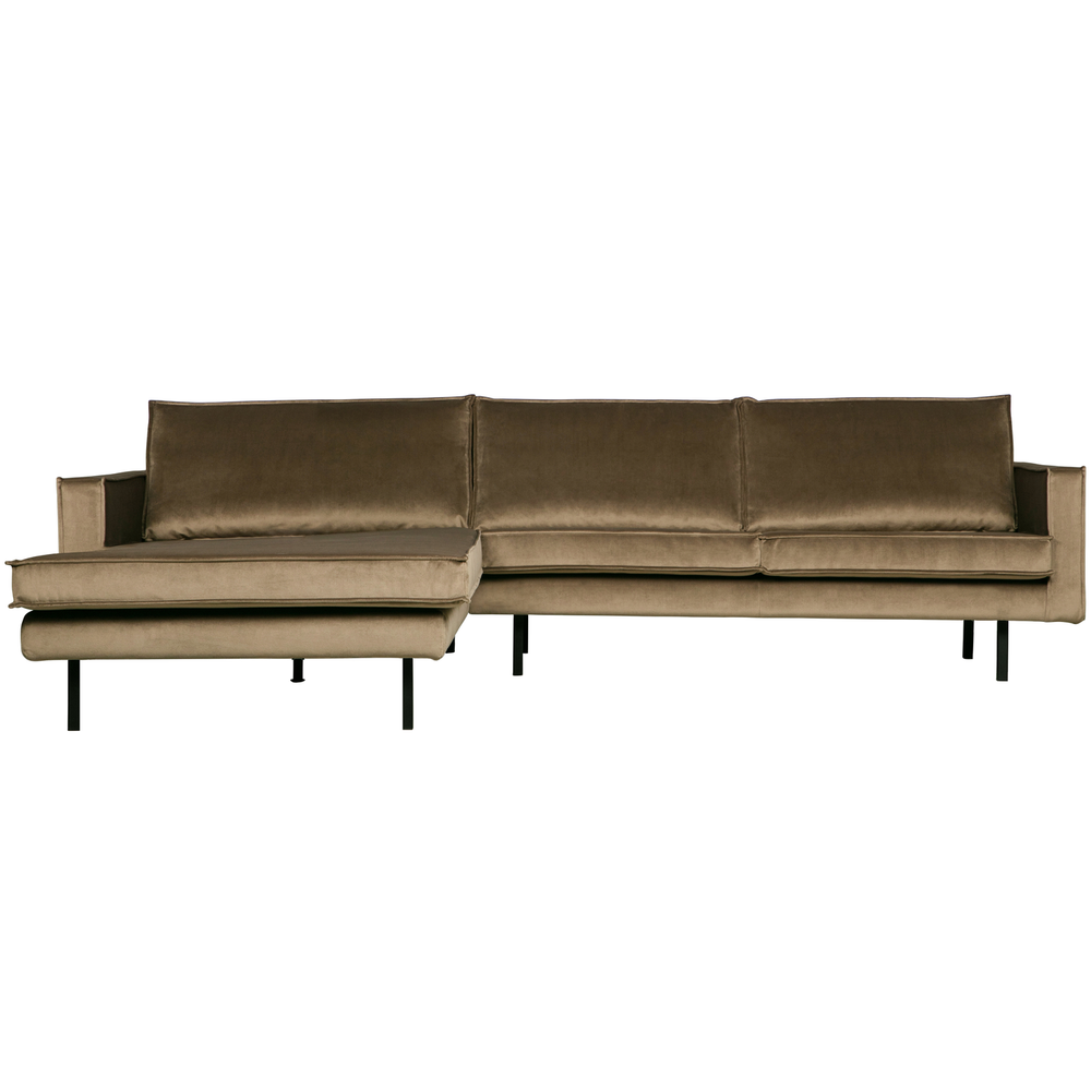 Rodeo chaise longue links velvet taupe, vooraanzicht
