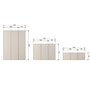 Daily Closet Double 50x100 cm grenen dakargrau, maattekening