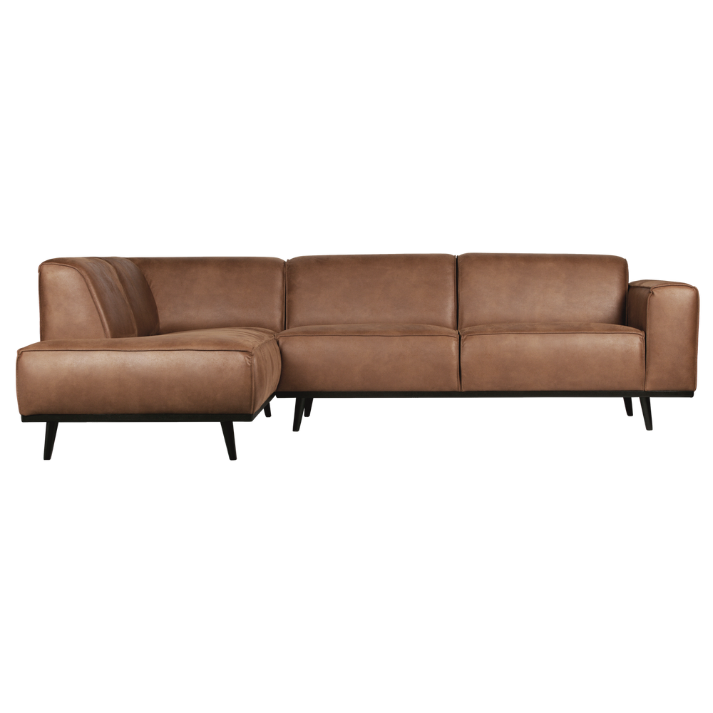 Statement corner sofa left ecoleather cognac, front view