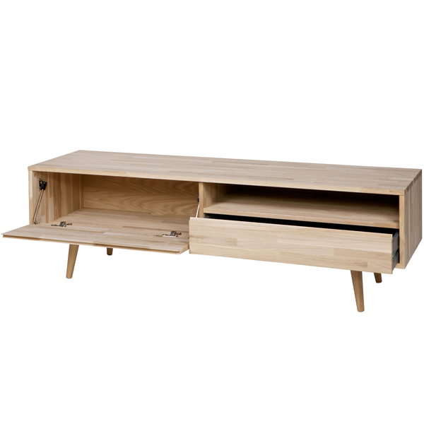 Tygo tv meubel 150 cm eiken met retro poten, vooraanzicht