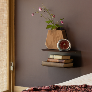 Set v 2 - Ovia nightstand left/right metal purple/brown, room setting
