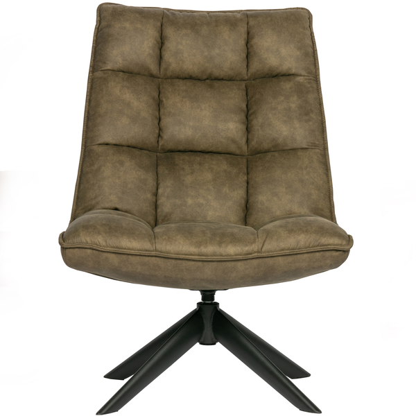 Jouke fauteuil cuir artificiel vert, vue de face