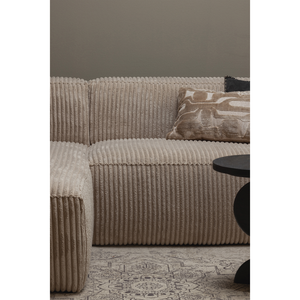 Bean chaise longue sofa left corduroy travertine, room setting