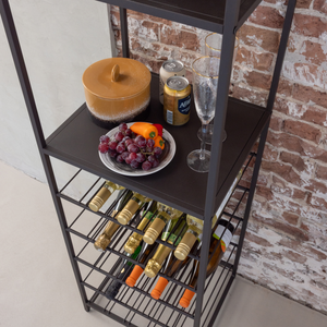 Reese multipurpose wine/beverage rack metal dark brown, room setting