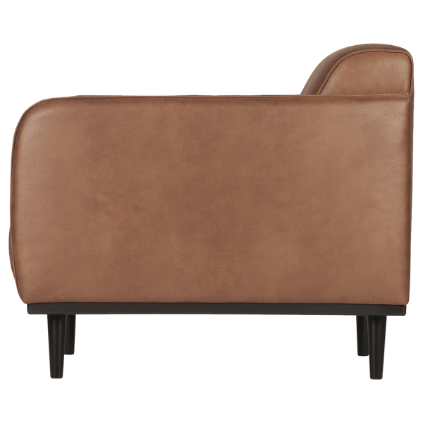Statement arm chair eco cuir cognac, vue de face
