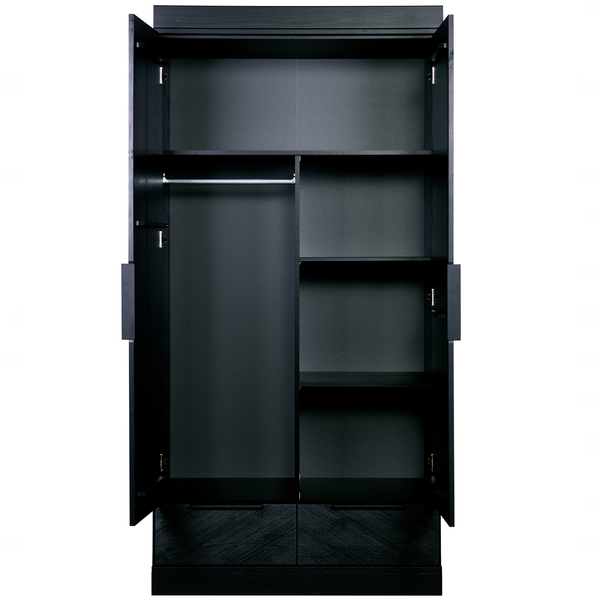 Connect interior black for 2-doors + drawer cabinet, front view