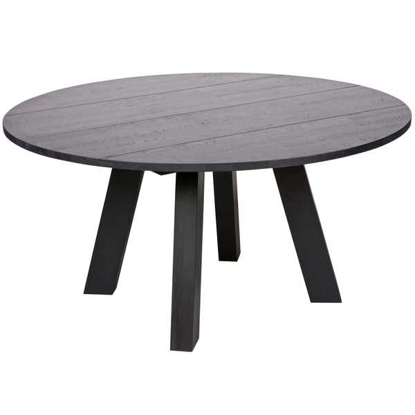 Rhonda XL table ø150 cm chene blacknight matt, vue de face