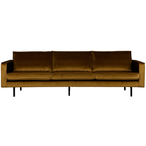Rodeo sofa 3-seater velvet honey yellow, front view