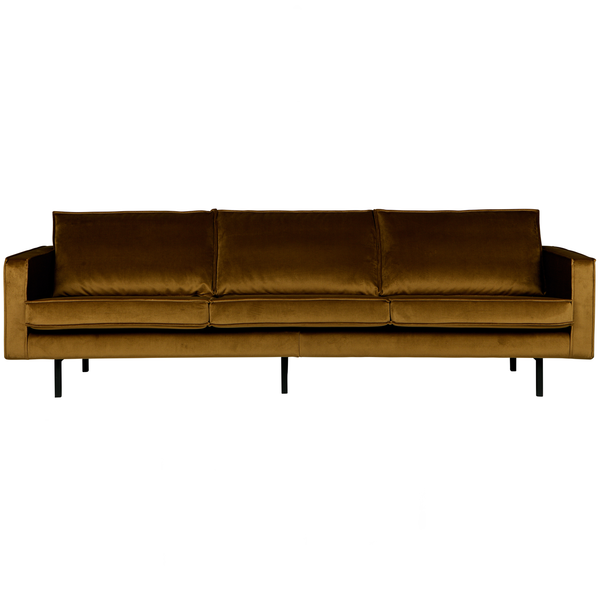 Rodeo sofa 3-seater velvet honey yellow, front view